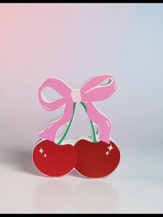 Hobby Lobby Other - Cherry Bow Decorative Wooden Decoration— Pink & Red Cherry Design. NWT